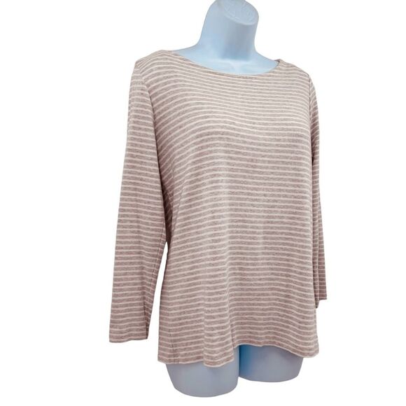 Vineyard Vines Boatneck Simple Tee in Oatmeal Heather Stripe - Picture 3 of 10